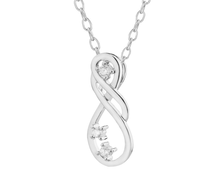 Rhodium Plated Silver Pendant with Cubic Zirconia