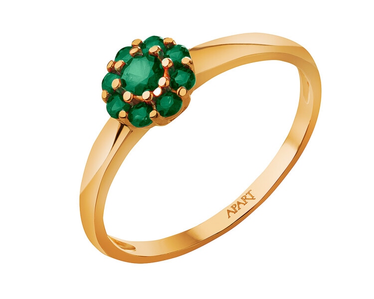 8 K Yellow Gold Ring with Synthetic Emerald