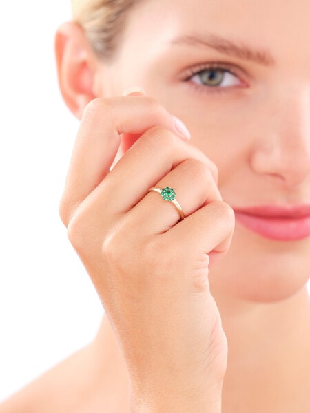 8 K Yellow Gold Ring with Synthetic Emerald