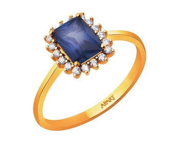 14 K Yellow Gold Ring with Synthetic Sapphire