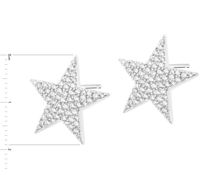 Kolczyki srebrne z cyrkoniami - gwiazdy