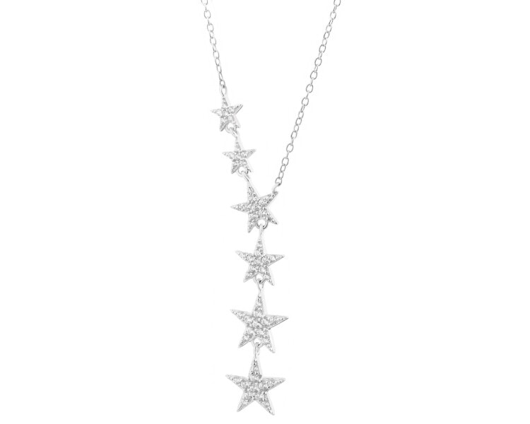 Stříbrný náhrdelník se zirkony - hvězdy
