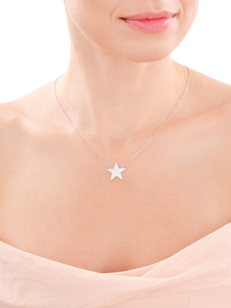 Stříbrný náhrdelník se zirkony - hvězda