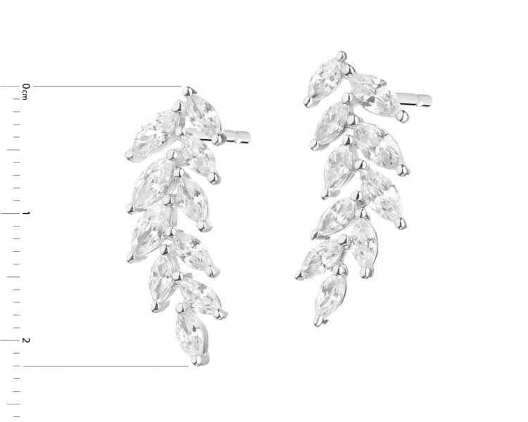Kolczyki srebrne z cyrkoniami - liście