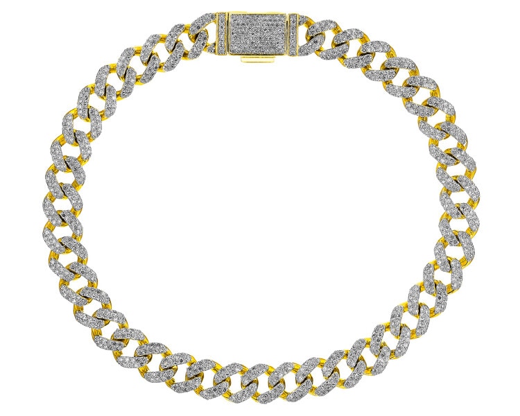 14 K Rhodium-Plated Yellow Gold Bracelet with Diamonds 2,01 ct - fineness 14 K