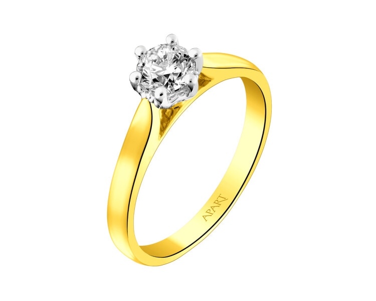 585 Yellow And White Gold Plated Ring with Diamond 0,40 ct - fineness 585
