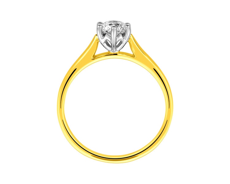 Prsten ze žlutého a bílého zlata s briliantem 0,40 ct - ryzost 585