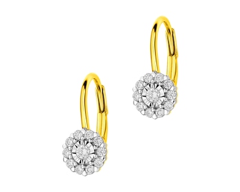 585 Yellow And White Gold Plated Dangling Earring with Diamonds 0,20 ct - fineness 585