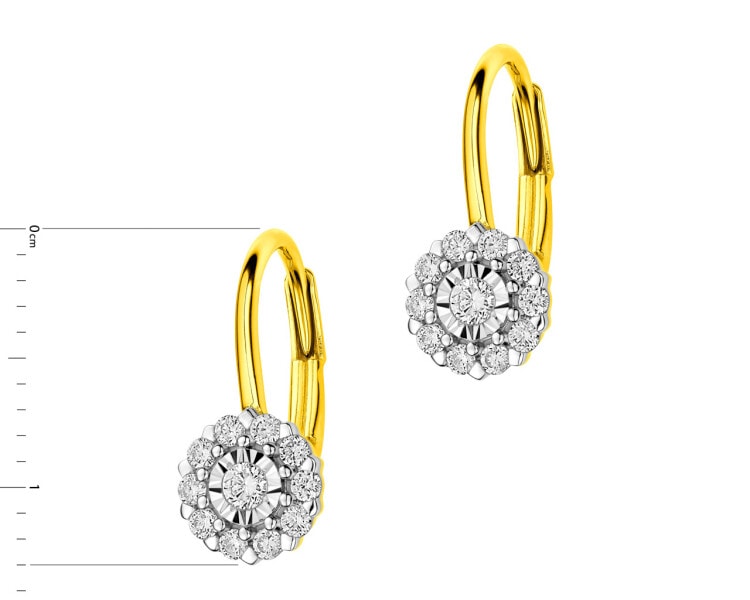 585 Yellow And White Gold Plated Dangling Earring with Diamonds 0,20 ct - fineness 585