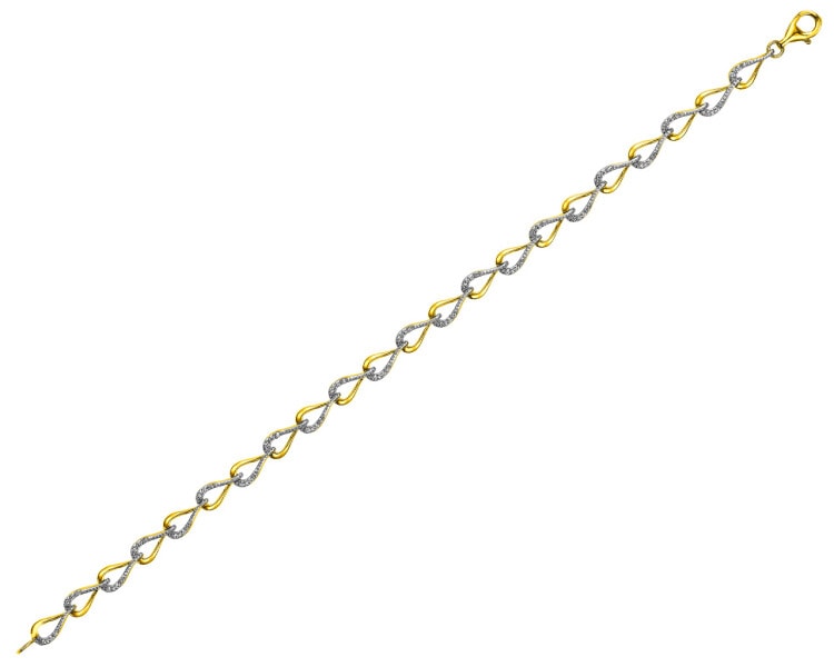Bransoletka z żółtego złota z diamentami - 18 cm - 0,15 ct - próba 585