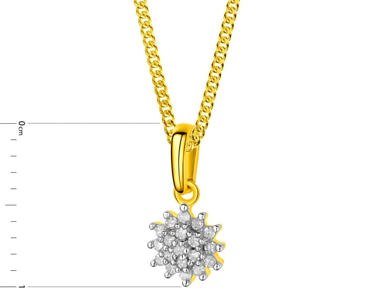 14 K Rhodium-Plated Yellow Gold Pendant with Diamonds 0,05 ct - fineness 14 K