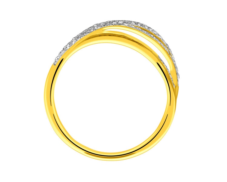 Pierścionek z żółtego złota z diamentami 0,24 ct - próba 585