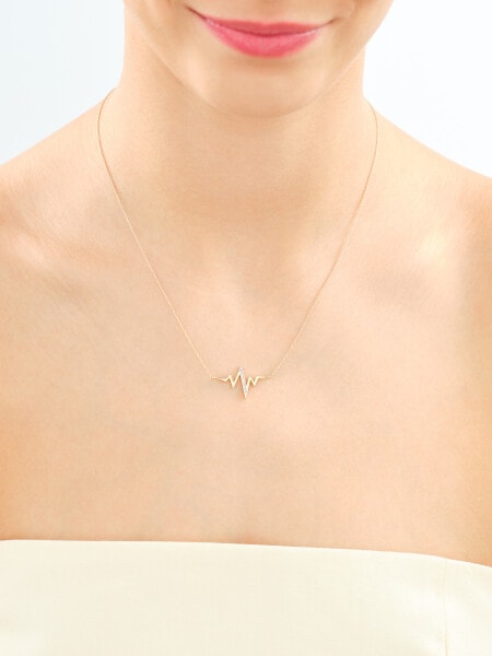 Naszyjnik z żółtego złota z diamentami - EKG serca - 0,02 ct - próba 375