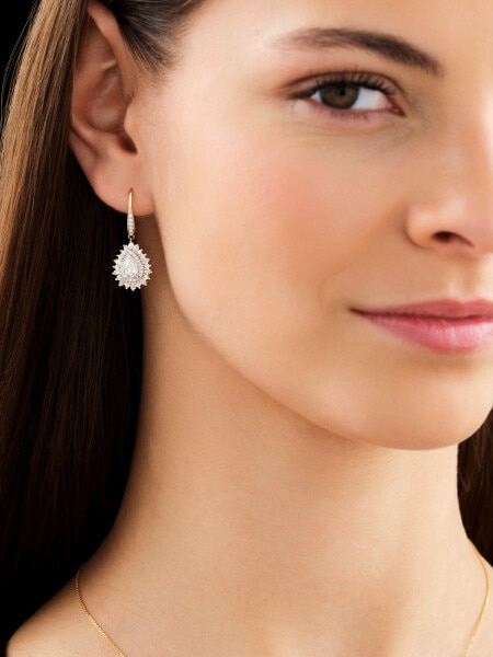 14 K Rhodium-Plated White Gold Dangling Earring 1,74 ct - fineness 14 K