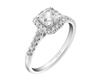 18 K Rhodium-Plated White Gold Ring 1,31 ct - fineness 18 K