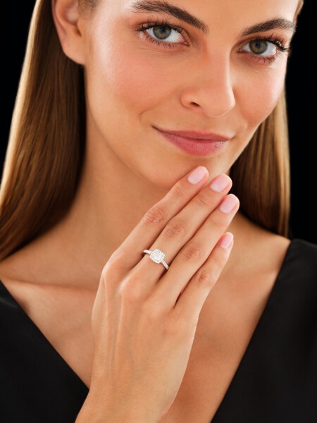 Pierścionek z białego złota z diamentami - VS2/H - 1,31 ct - próba 750