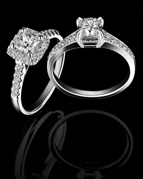 18 K Rhodium-Plated White Gold Ring - 1,33 ct - fineness 18 K