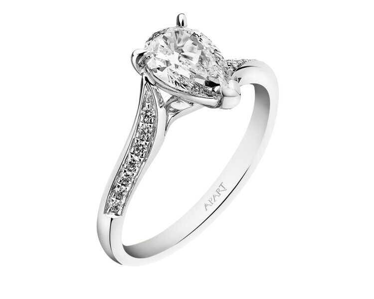 18 K Rhodium-Plated White Gold Ring 1,10 ct - fineness 18 K