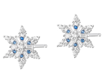 Kolczyki srebrne ze spinelem i  cyrkoniami - śnieżynki