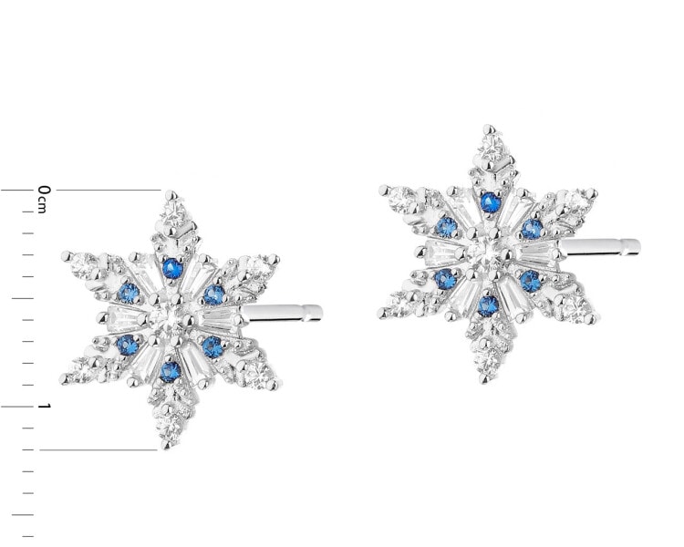 Kolczyki srebrne ze spinelem i  cyrkoniami - śnieżynki