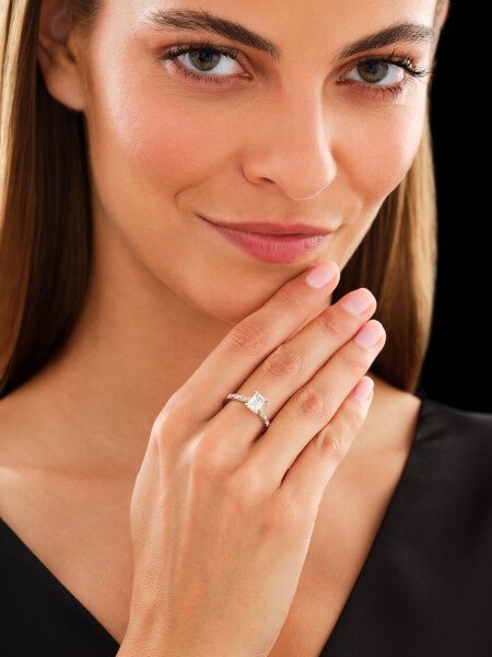 Pierścionek z białego złota z diamentami - SI1/H - 1,19 ct - próba 750