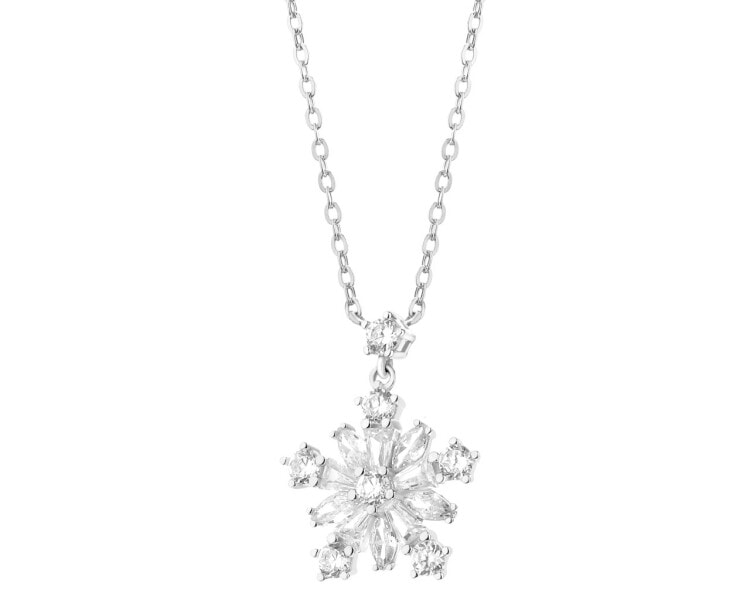 Rhodium Plated Silver Necklace with Cubic Zirconia