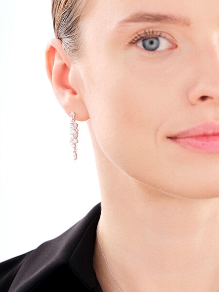 Rhodium Plated Silver Dangling Earring with Pearl