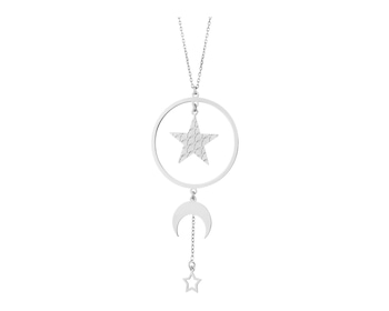 Stříbrný náhrdelník - kroužek, hvězdy, půlměsíc