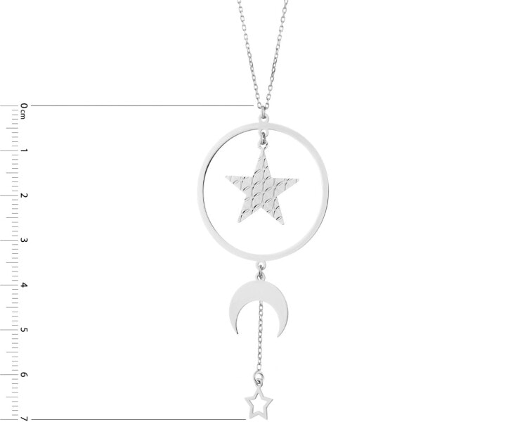 Stříbrný náhrdelník - kroužek, hvězdy, půlměsíc