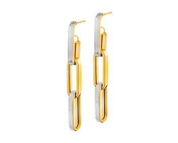 9 K Rhodium-Plated Yellow Gold Dangling Earring 