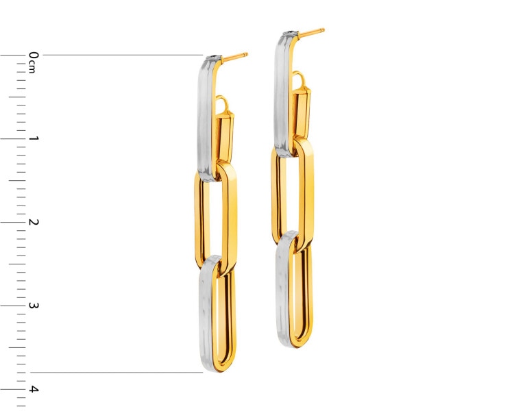 9 K Rhodium-Plated Yellow Gold Dangling Earring