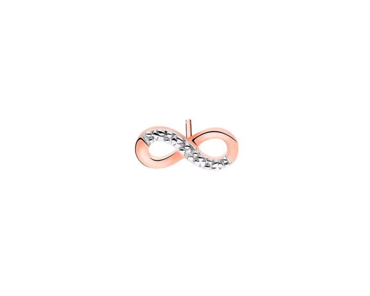 9 K Rhodium Plated Rose Gold Earring with Diamond 0,003 ct - fineness 9 K