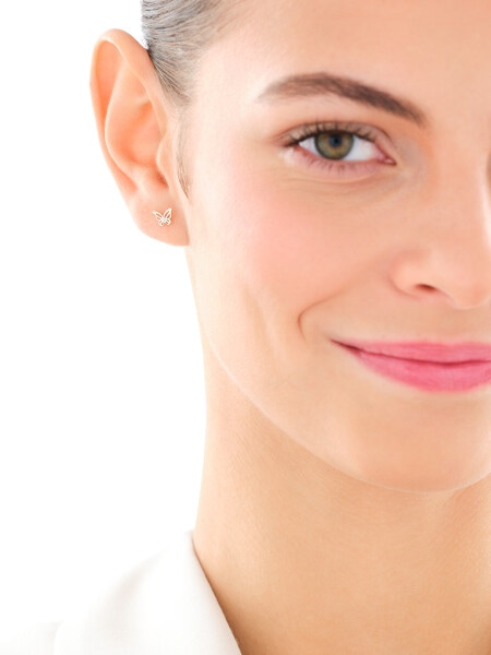 9 K Rhodium-Plated Yellow Gold Earrings with Diamonds - 0,002 ct - fineness 9 K