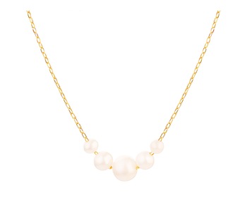 9 K Yellow Gold Necklace with Pearl