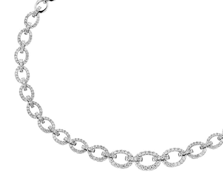 14 K Rhodium-Plated White Gold Collar Necklace with Diamonds 3,02 ct - fineness 14 K