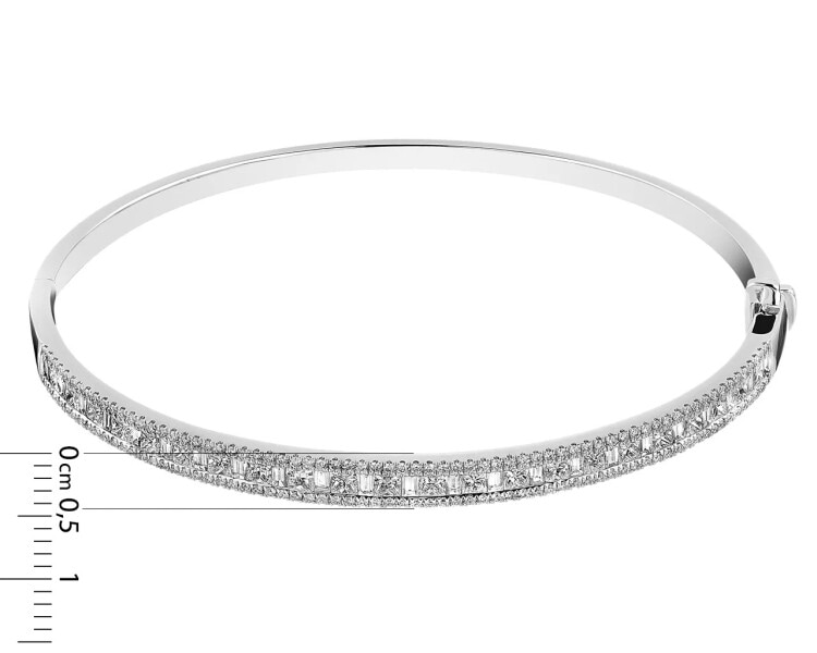 14 K Rhodium-Plated White Gold Rigid Bracelet - 2,22 ct - fineness 14 K