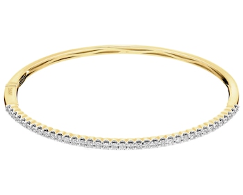 18 K Rhodium-Plated Yellow Gold Rigid Bracelet with Diamonds 1,02 ct - fineness 18 K
