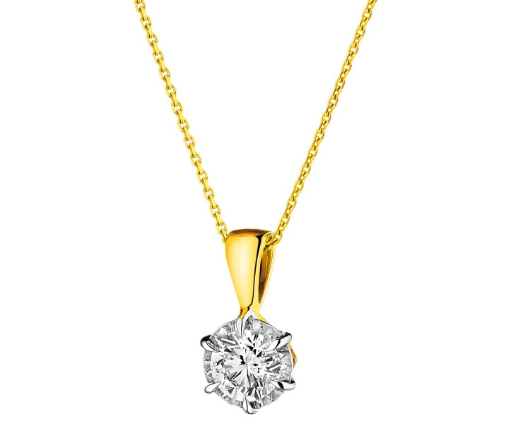 585 Yellow And White Gold Plated Pendant with Diamond 0,50 ct - fineness 585