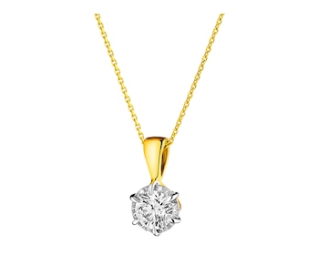 585 Yellow And White Gold Plated Pendant with Diamond 0,50 ct - fineness 585