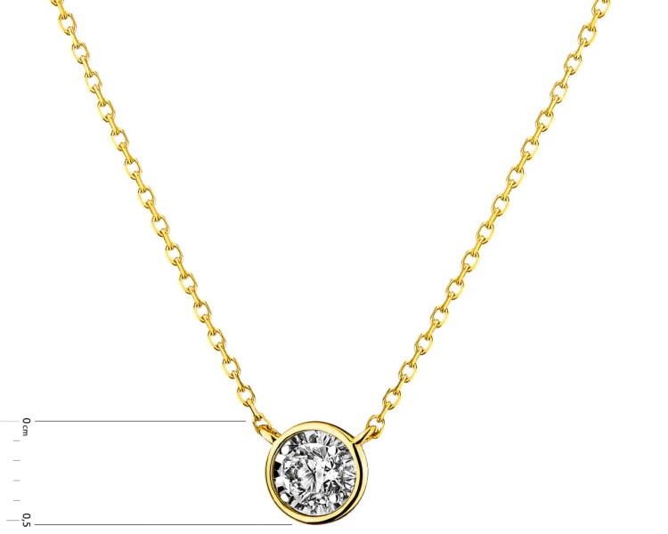 585 Yellow And White Gold Plated Necklace with Diamond 0,08 ct - fineness 585