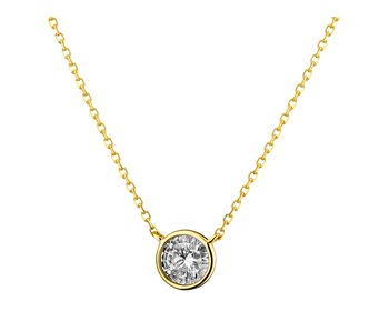 585 Yellow And White Gold Plated Necklace with Diamond 0,15 ct - fineness 585