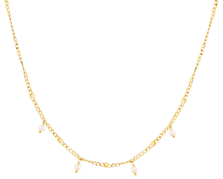 8 K Yellow Gold Necklace with Pearl