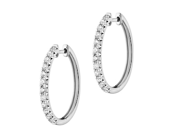 14 K Rhodium-Plated White Gold Hoop Earring with Diamonds 1 ct - fineness 14 K