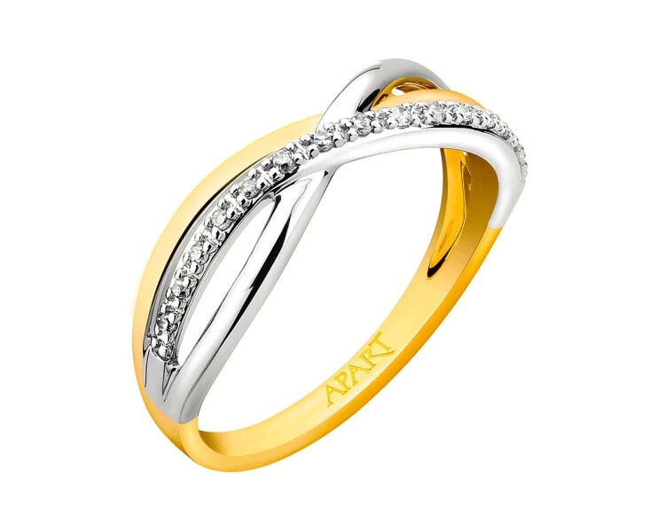 Prsten ze žlutého zlata s diamanty 0,05 ct - ryzost 585