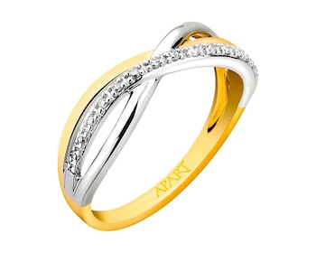 9ct Yellow Gold Ring with Diamonds 0,05 ct - fineness 14 K
