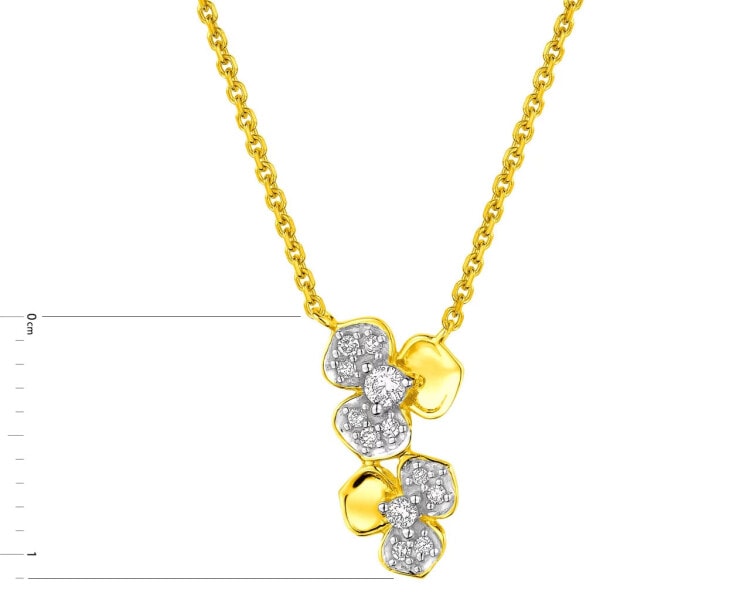 Zlatý náhrdelník s diamanty - květy 0,06 ct - ryzost 585