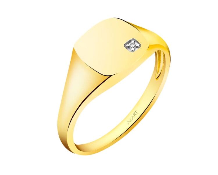Zlatý pečetní prsten s diamantem 0,004 ct - ryzost 585