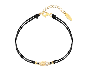 Rhodium-Plated Silver, Gold-Plated Silver Bracelet with Cubic Zirconia