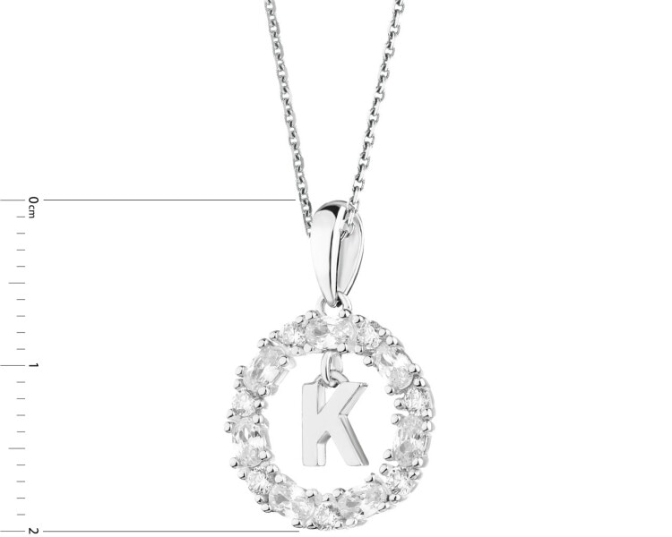 Stříbrný přívěsek se zirkony - písmeno K, kroužek