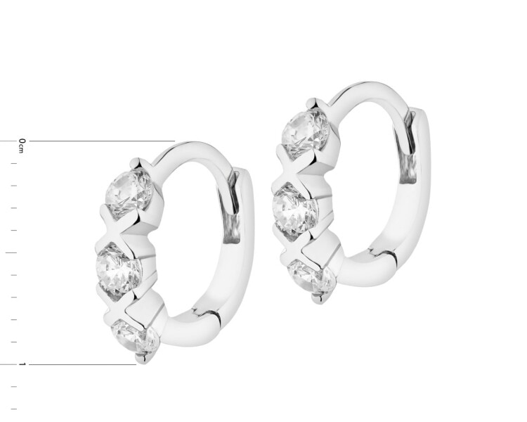 Rhodium Plated Silver Hoop Earring with Cubic Zirconia